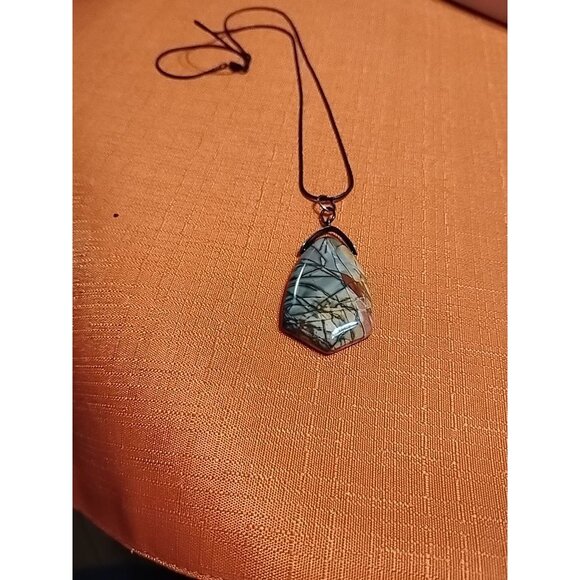 Jasper stone necklace on rope cord, small chip hobo naturalist looks handmade - Picture 1 of 8